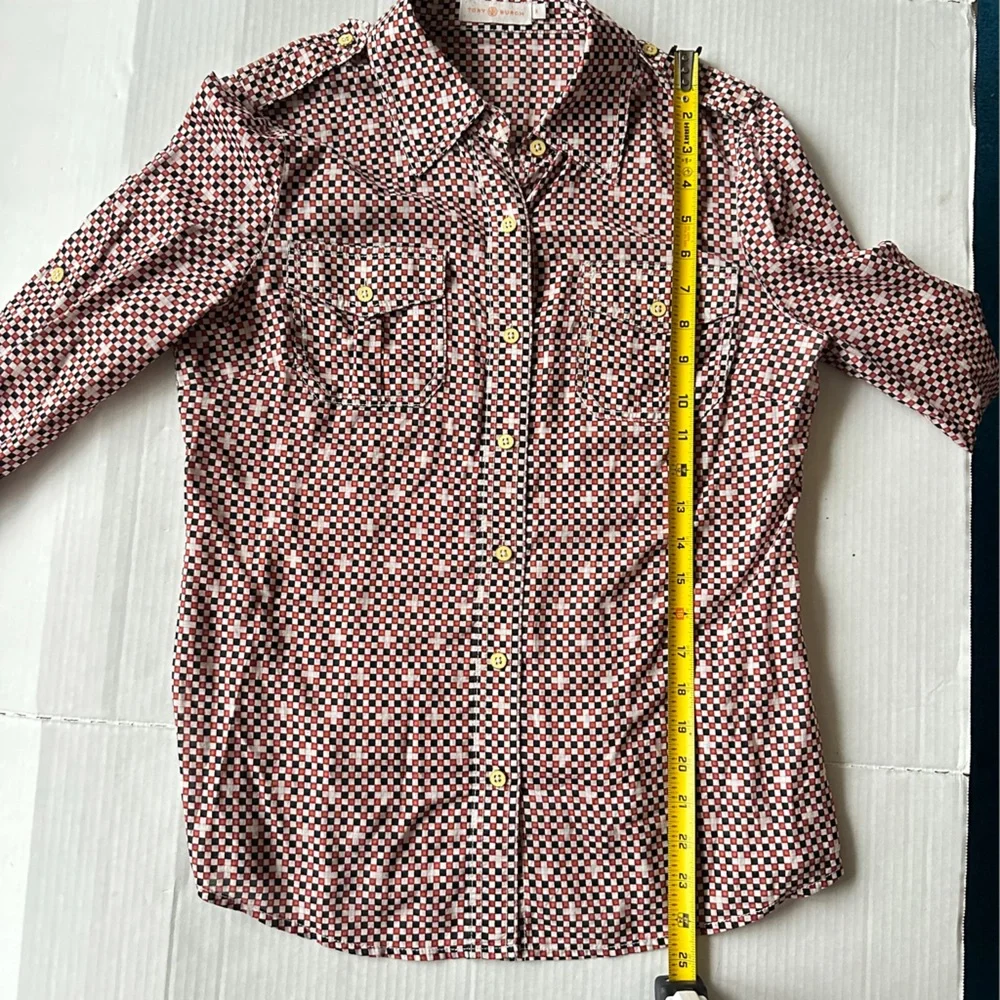 Tory Burch Men's Geometric Print Button-Down Shirt‎ in Red and Black 6